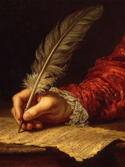 Writing Hand with Quill — Fine Art Print. poster print