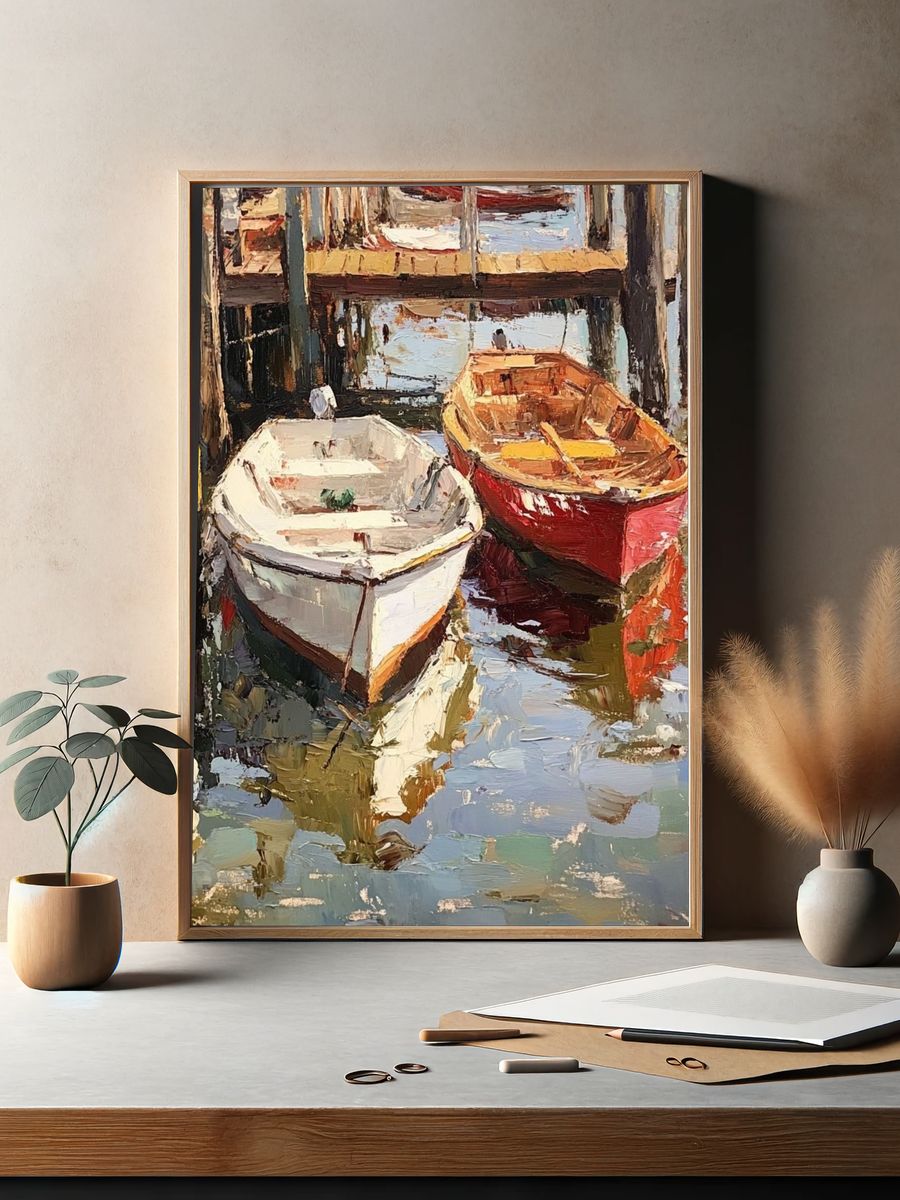 Boats at the Dock — Fine-Art Print. — room view 2