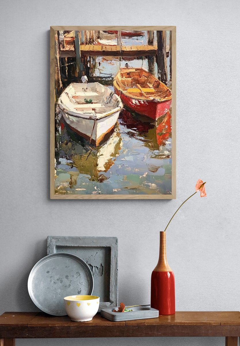 Boats at the Dock — Fine-Art Print. — room view 3