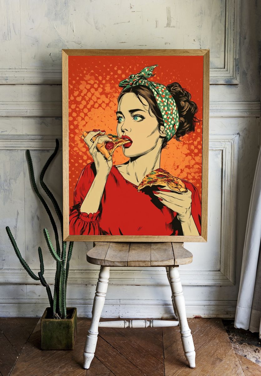 Pizza Girl Pop-Art Poster. — room view 1