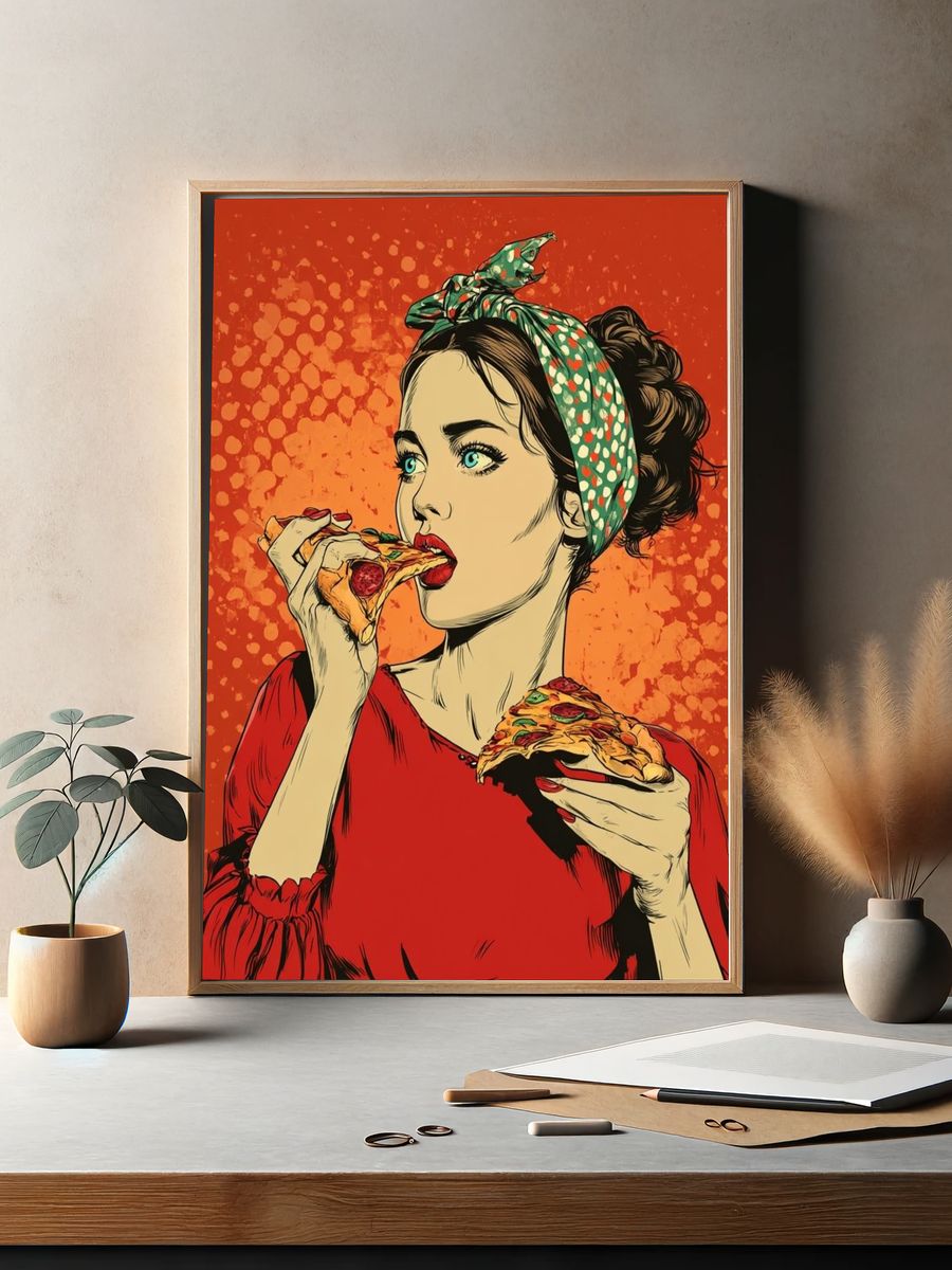 Pizza Girl Pop-Art Poster. — room view 2
