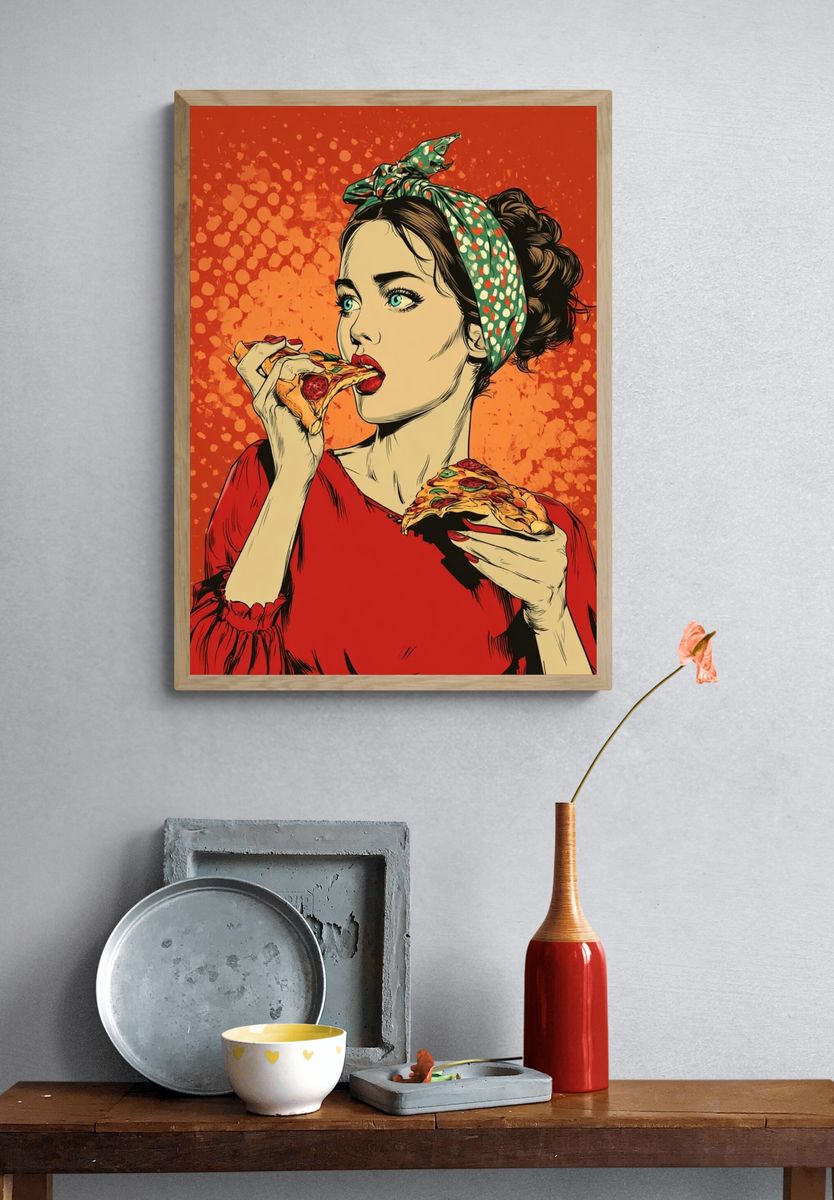 Pizza Girl Pop-Art Poster. — room view 3
