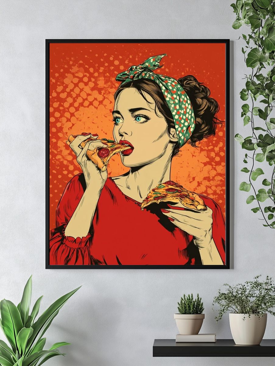 Pizza Girl Pop-Art Poster. — room view 4
