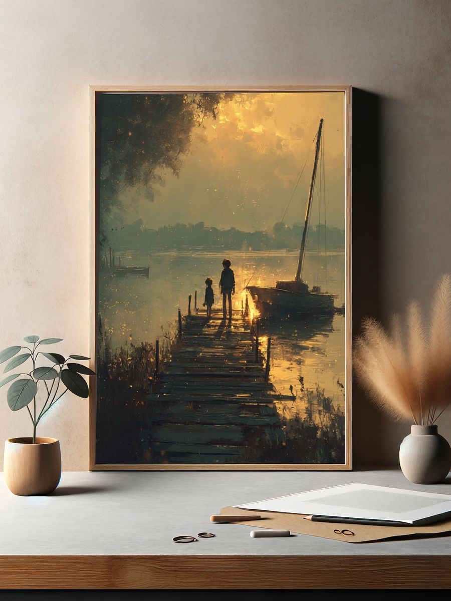 Sunset Dock Silhouette — Fine Art Print. — room view 2