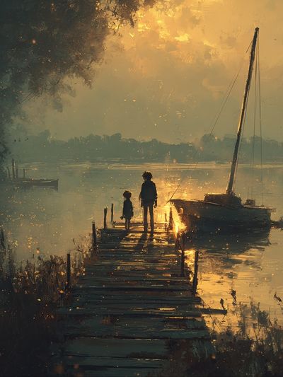 Sunset Dock Silhouette — Fine Art Print. poster print