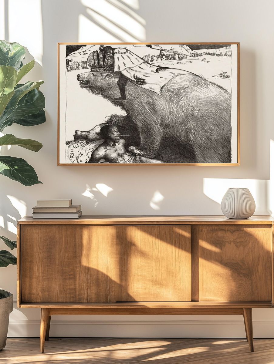 Crowned Bear with Figure — Fine Art Print. — room view 3