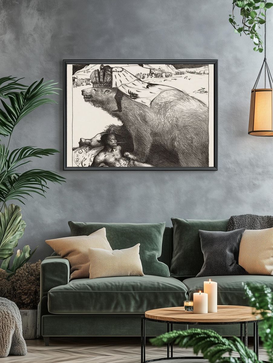 Crowned Bear with Figure — Fine Art Print. — room view 4