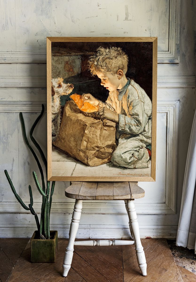 Boy and Dog Fine-Art Print. — room view 1