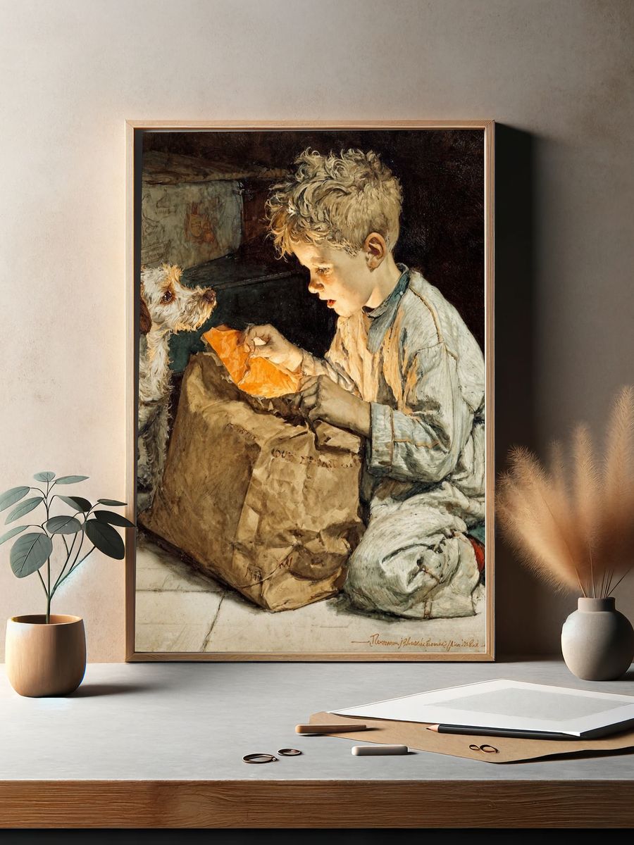 Boy and Dog Fine-Art Print. — room view 2