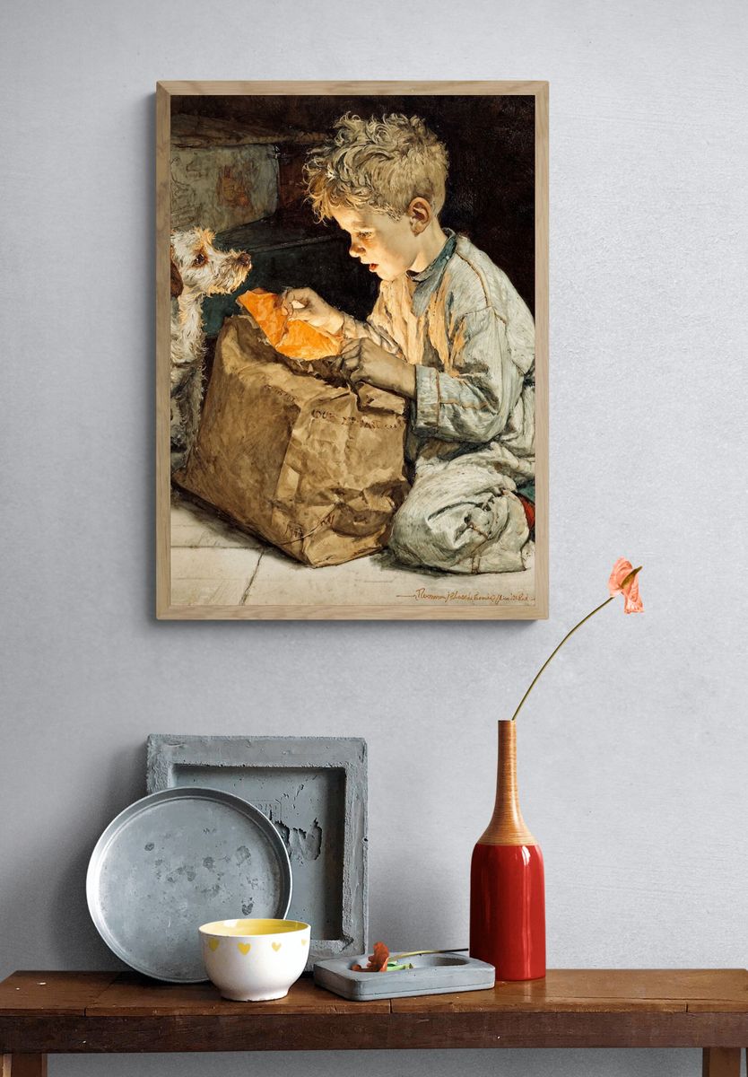 Boy and Dog Fine-Art Print. — room view 3