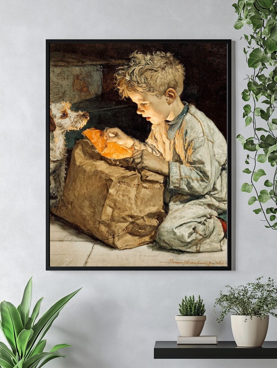 Boy and Dog Fine-Art Print. — room view 4