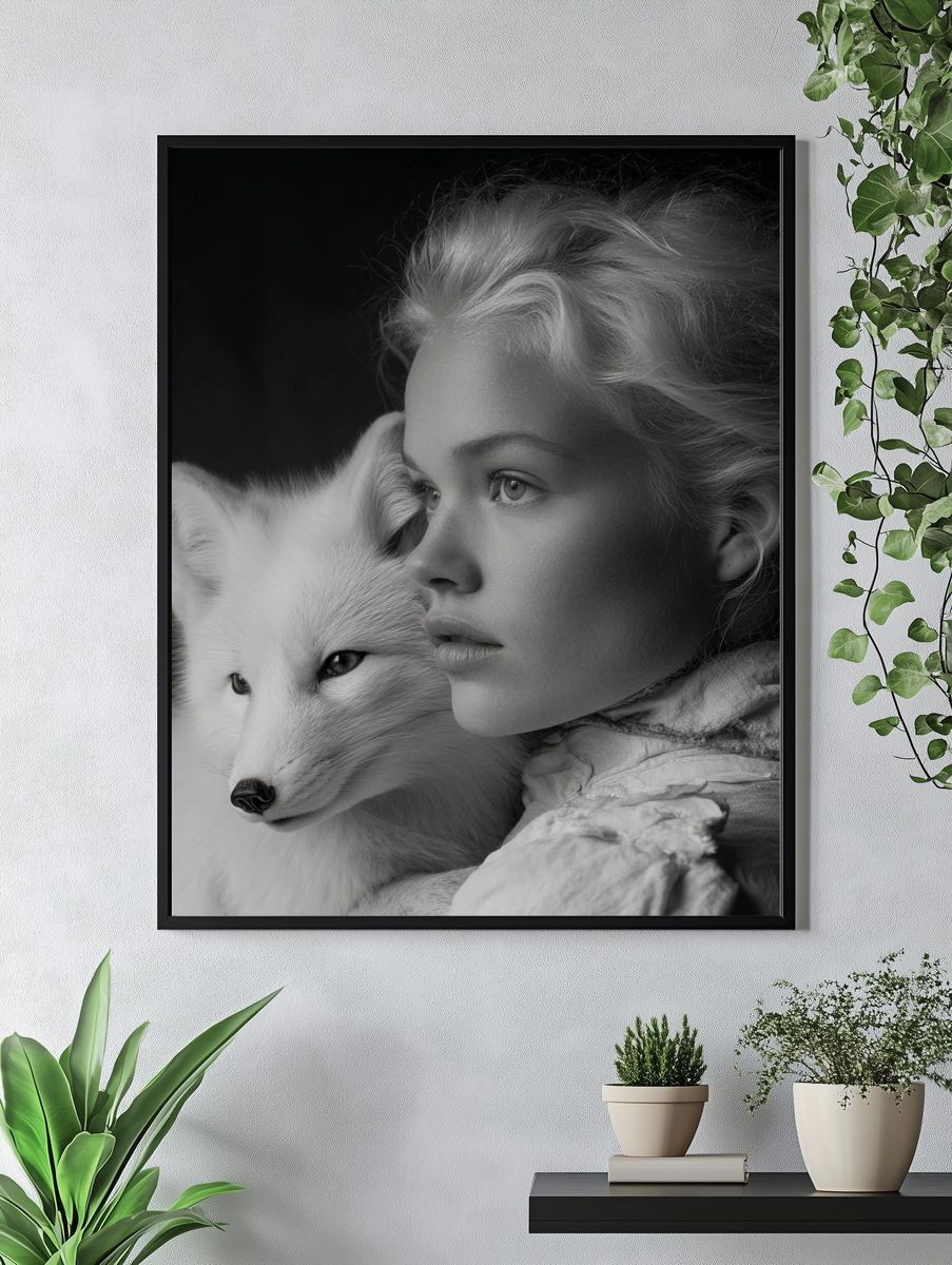 White Fox and Girl — Fine Art Print. — room view 4