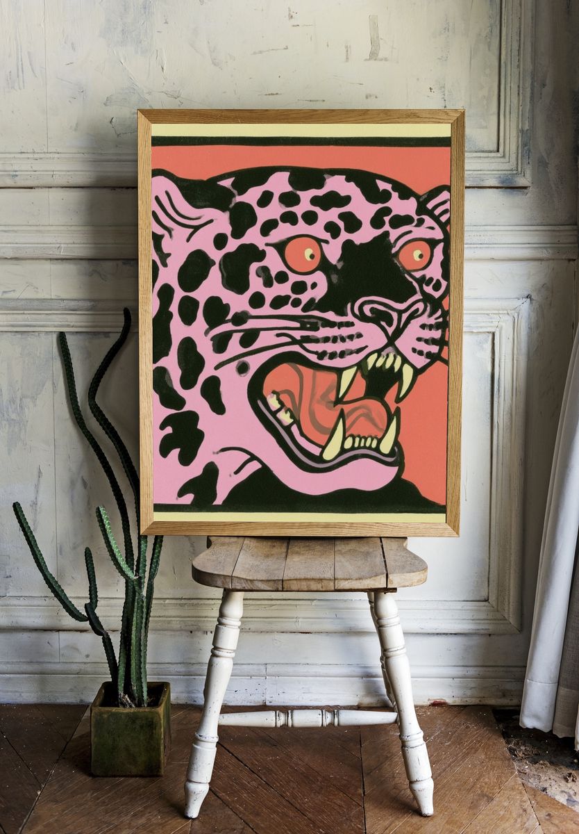 Pink Leopard Pop-Art Poster. room preview