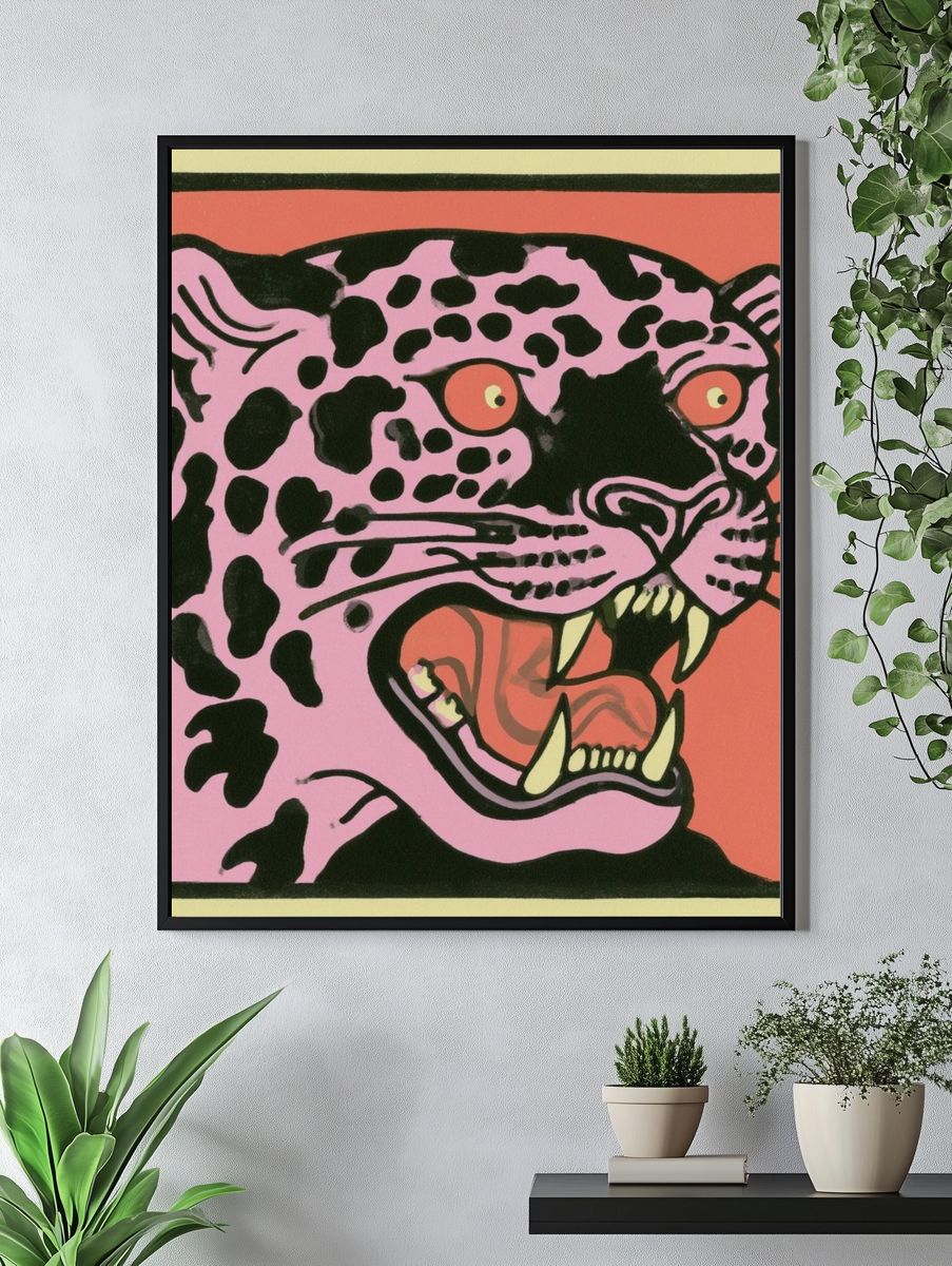 Pink Leopard Pop-Art Poster. — room view 4