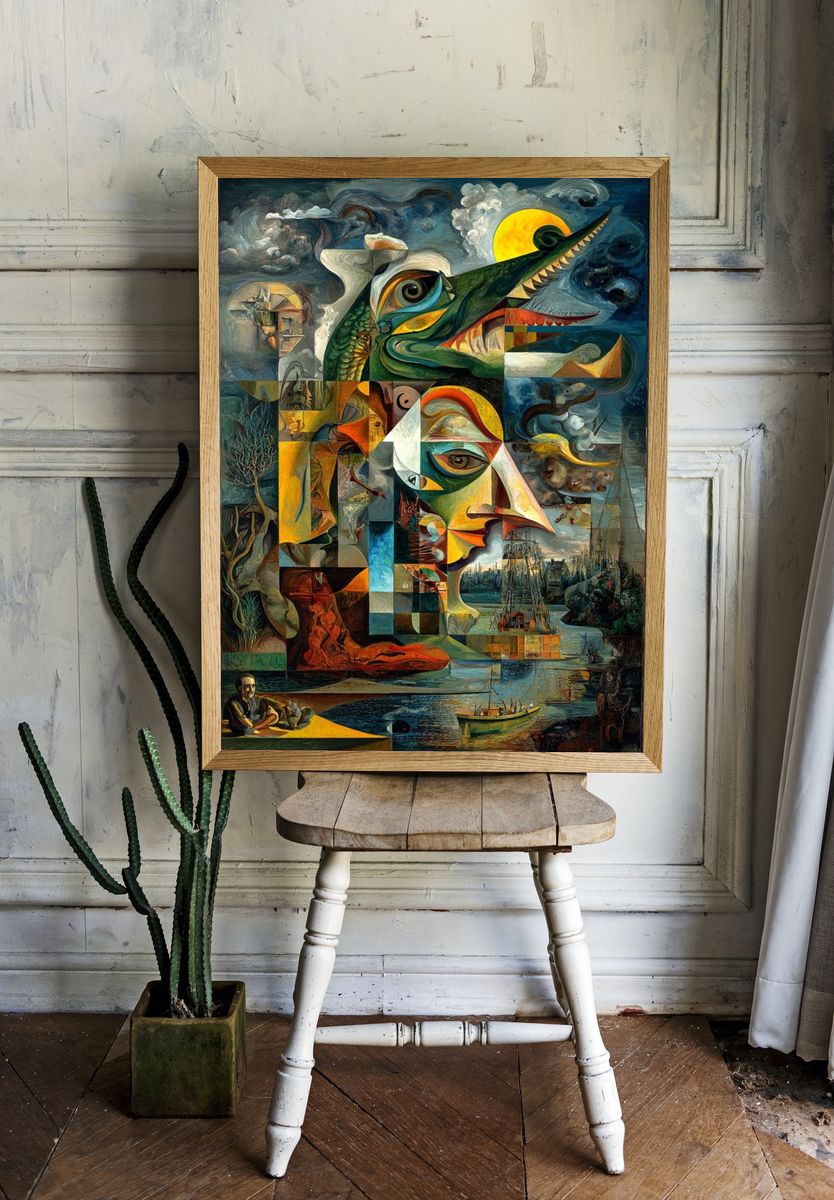 Surrealist Collage Art Poster. — room view 1
