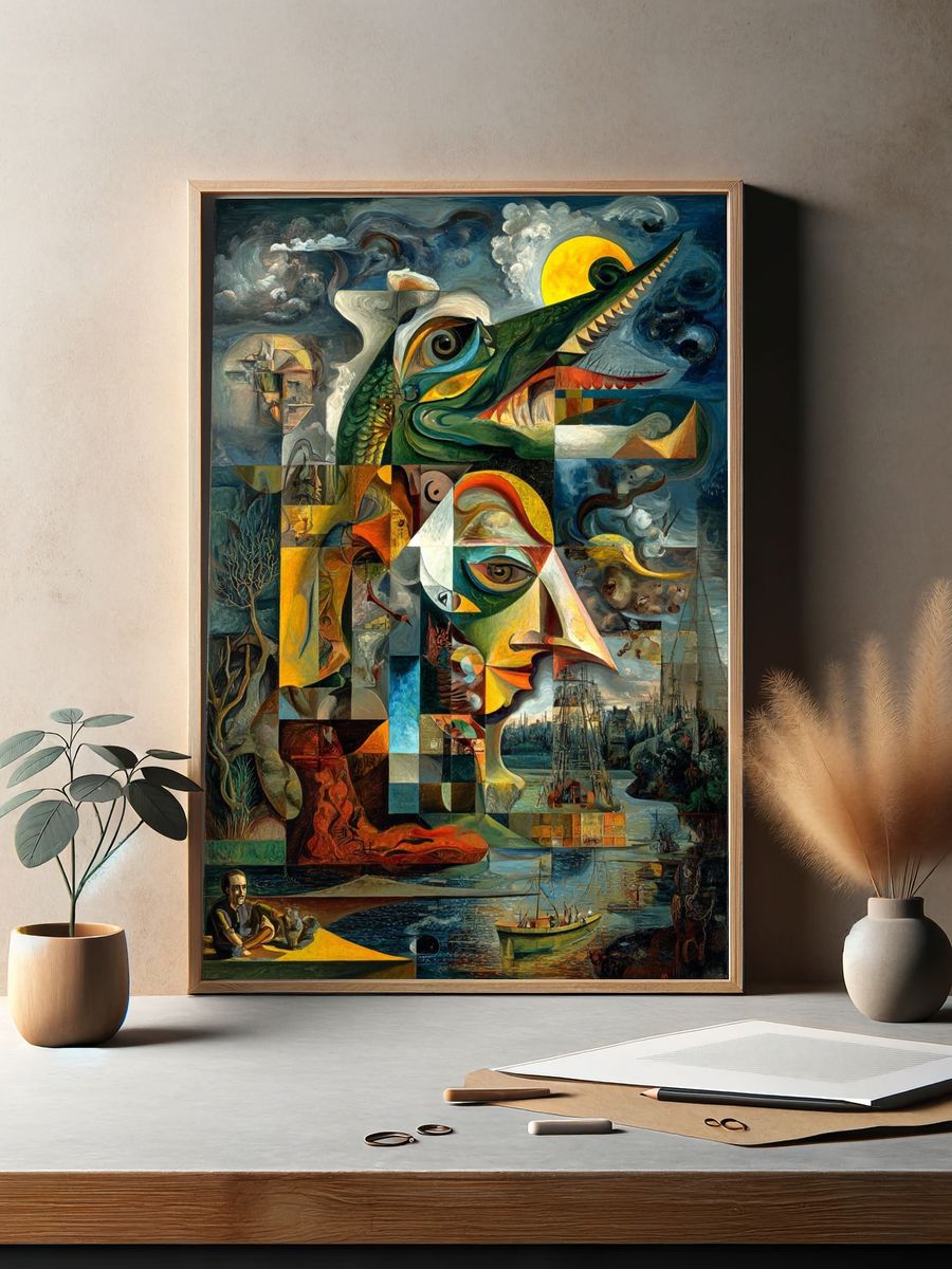 Surrealist Collage Art Poster. — room view 2