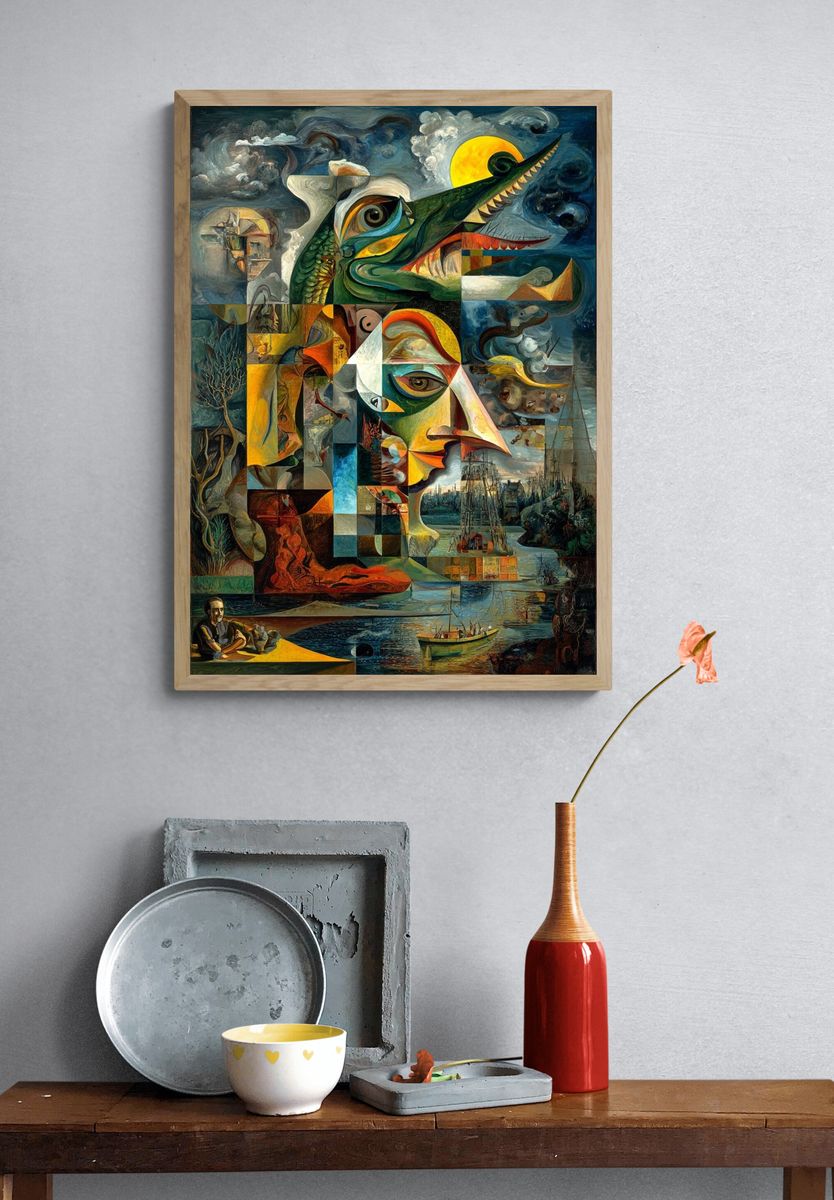 Surrealist Collage Art Poster. — room view 3