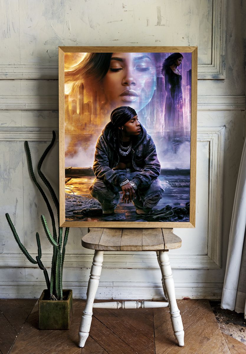 Dreamlike City Portrait Poster. room preview