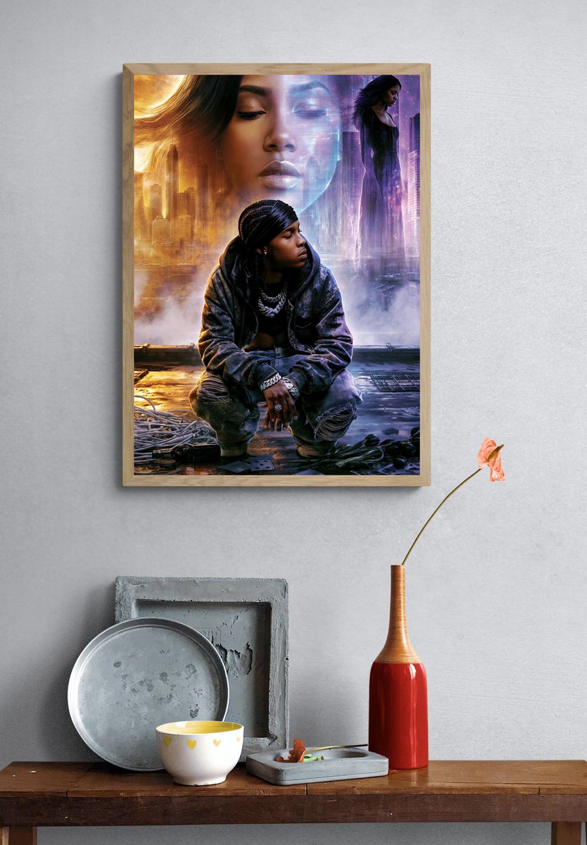 Dreamlike City Portrait Poster. — room view 3