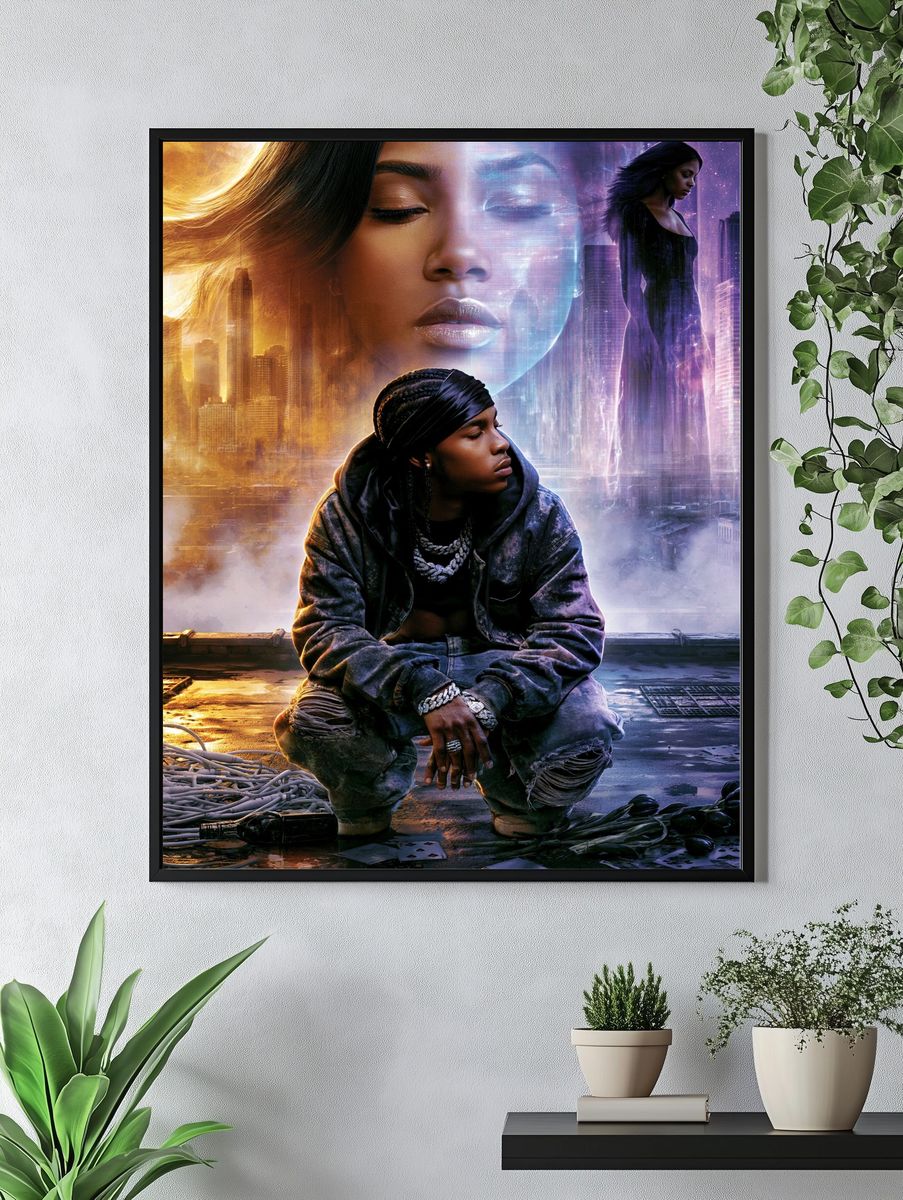 Dreamlike City Portrait Poster. — room view 4