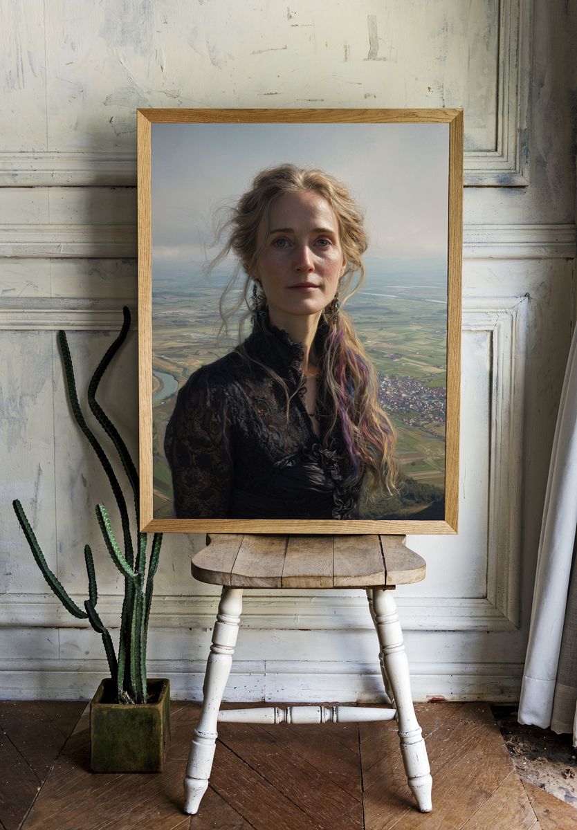 Woman Over Valley Portrait Print. — room view 1
