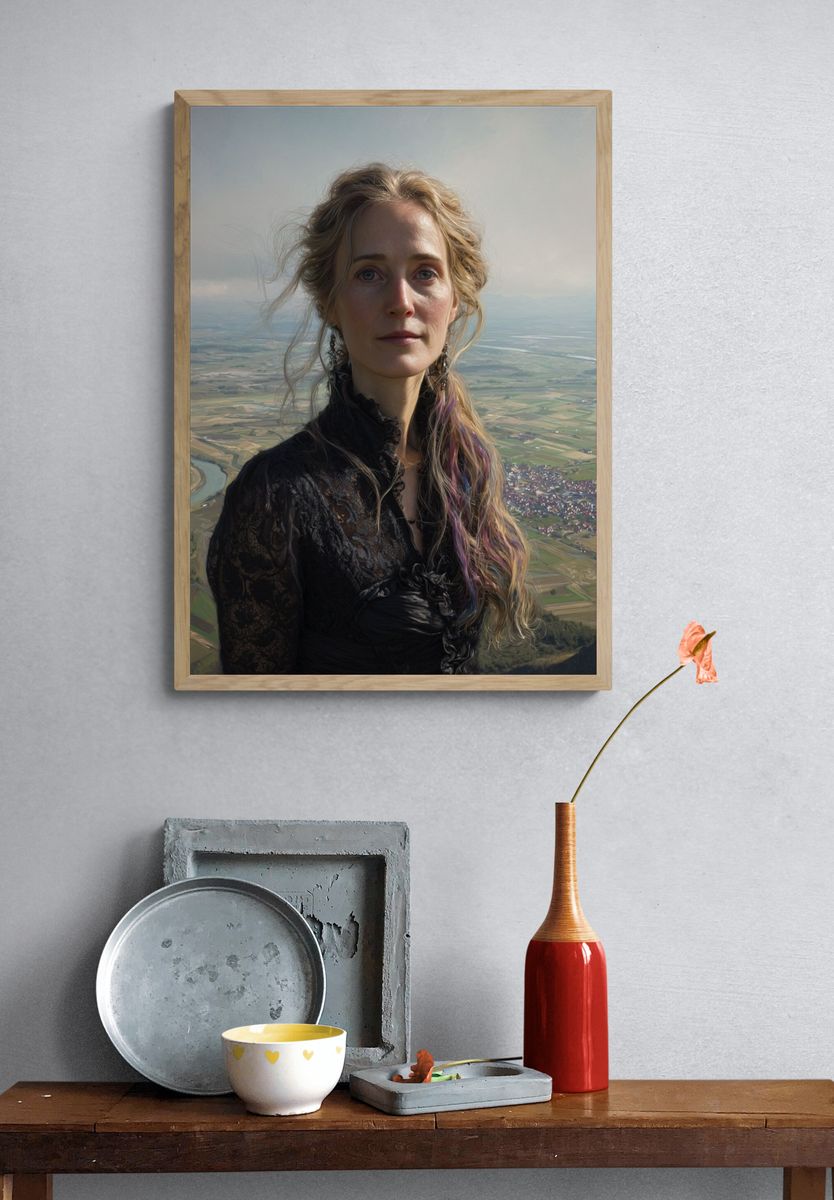 Woman Over Valley Portrait Print. — room view 3