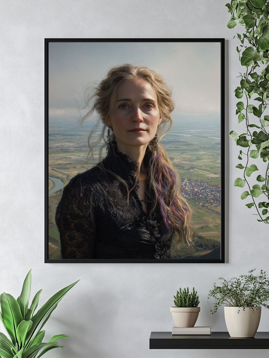 Woman Over Valley Portrait Print. — room view 4