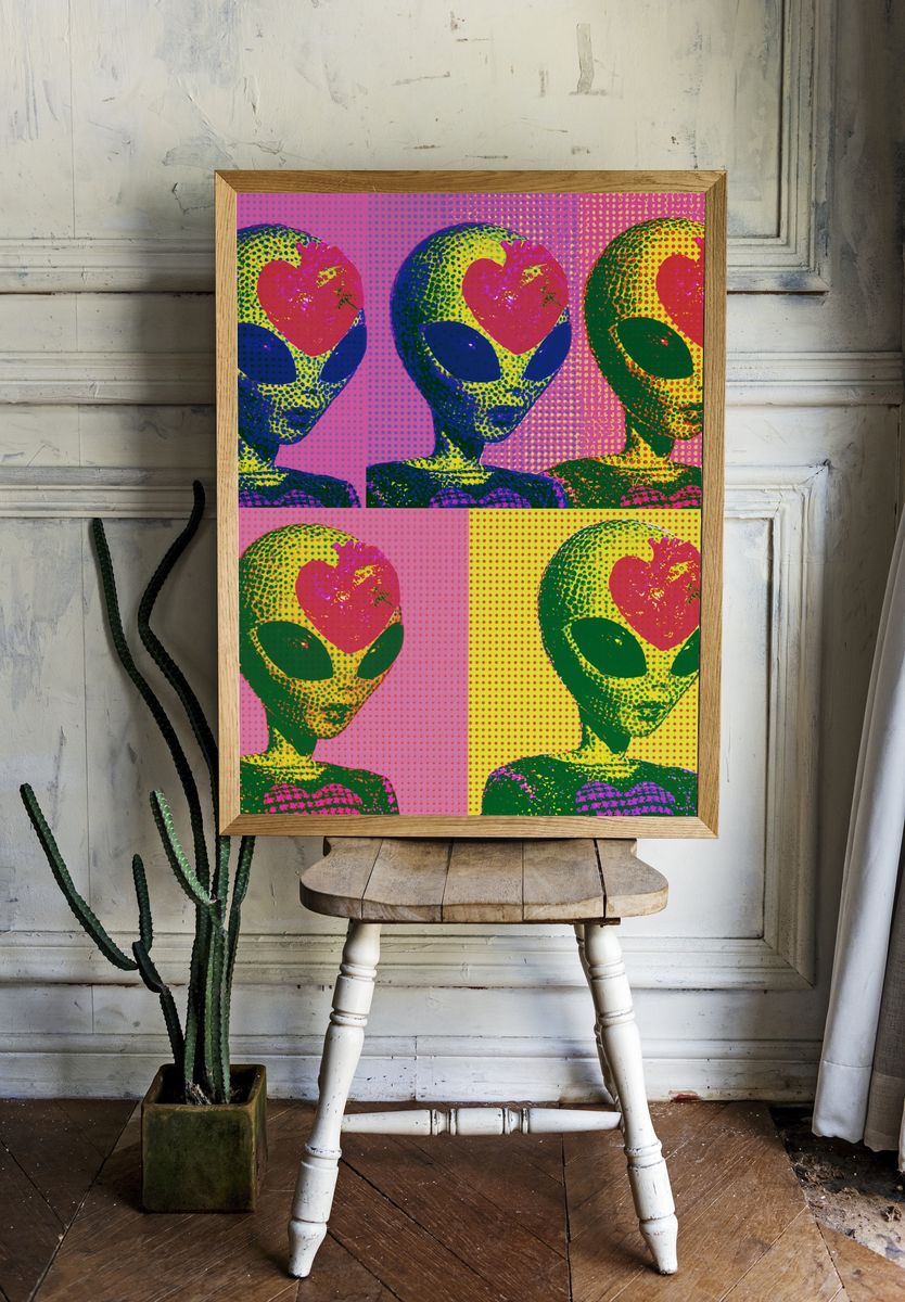 Pop Art Alien Heart Poster. room preview