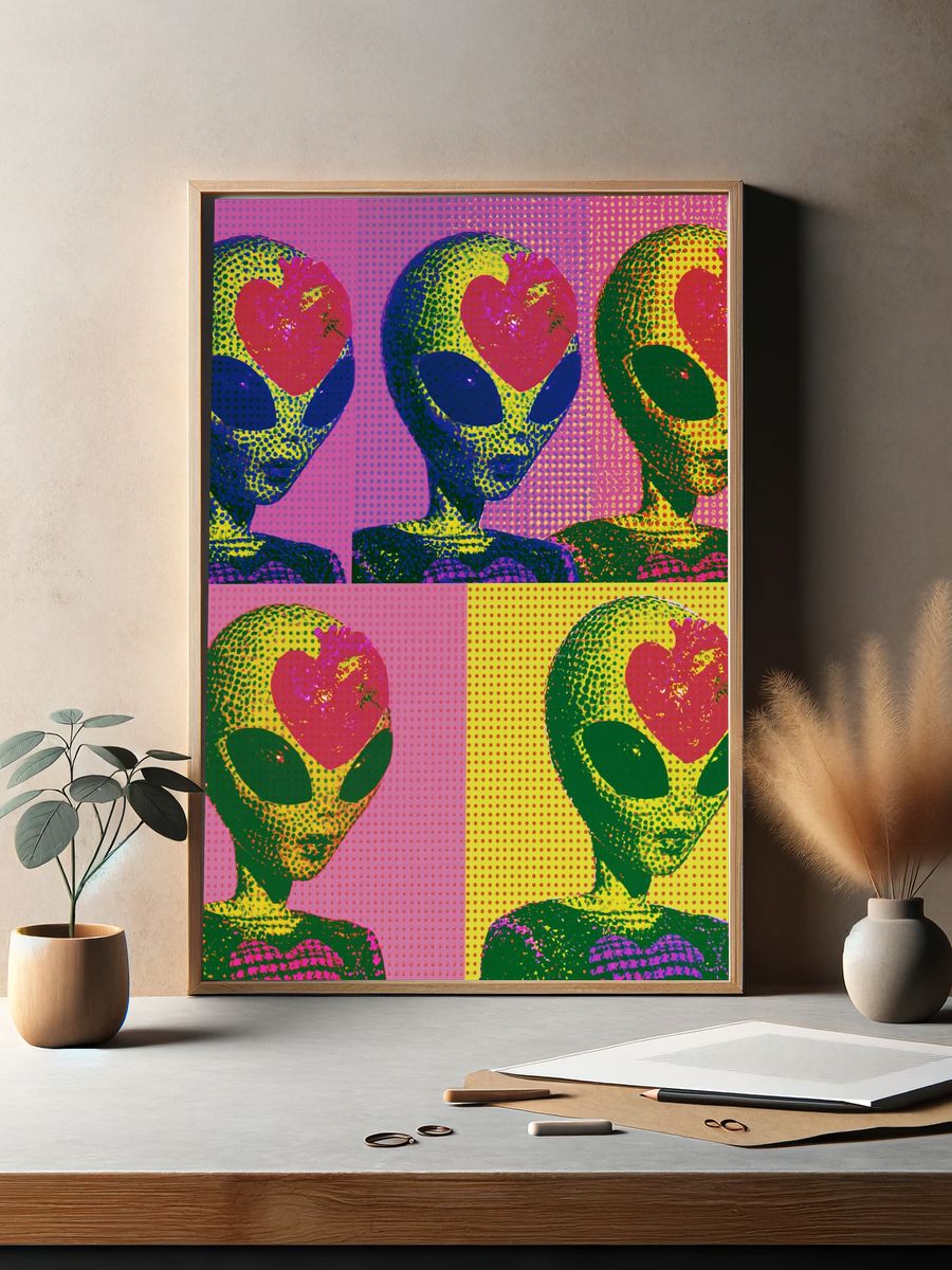 Pop Art Alien Heart Poster. — room view 2