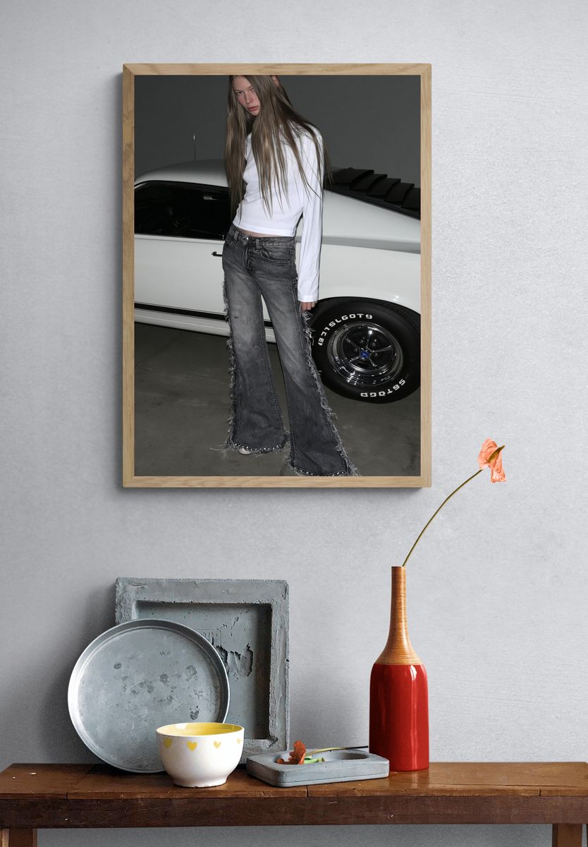 Fashion Model by Car Photography Poster. — room view 3