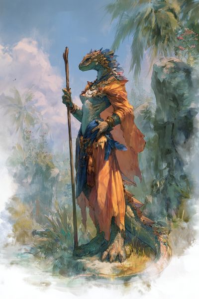 Lizard Warrior — Fantasy Art Print. poster print