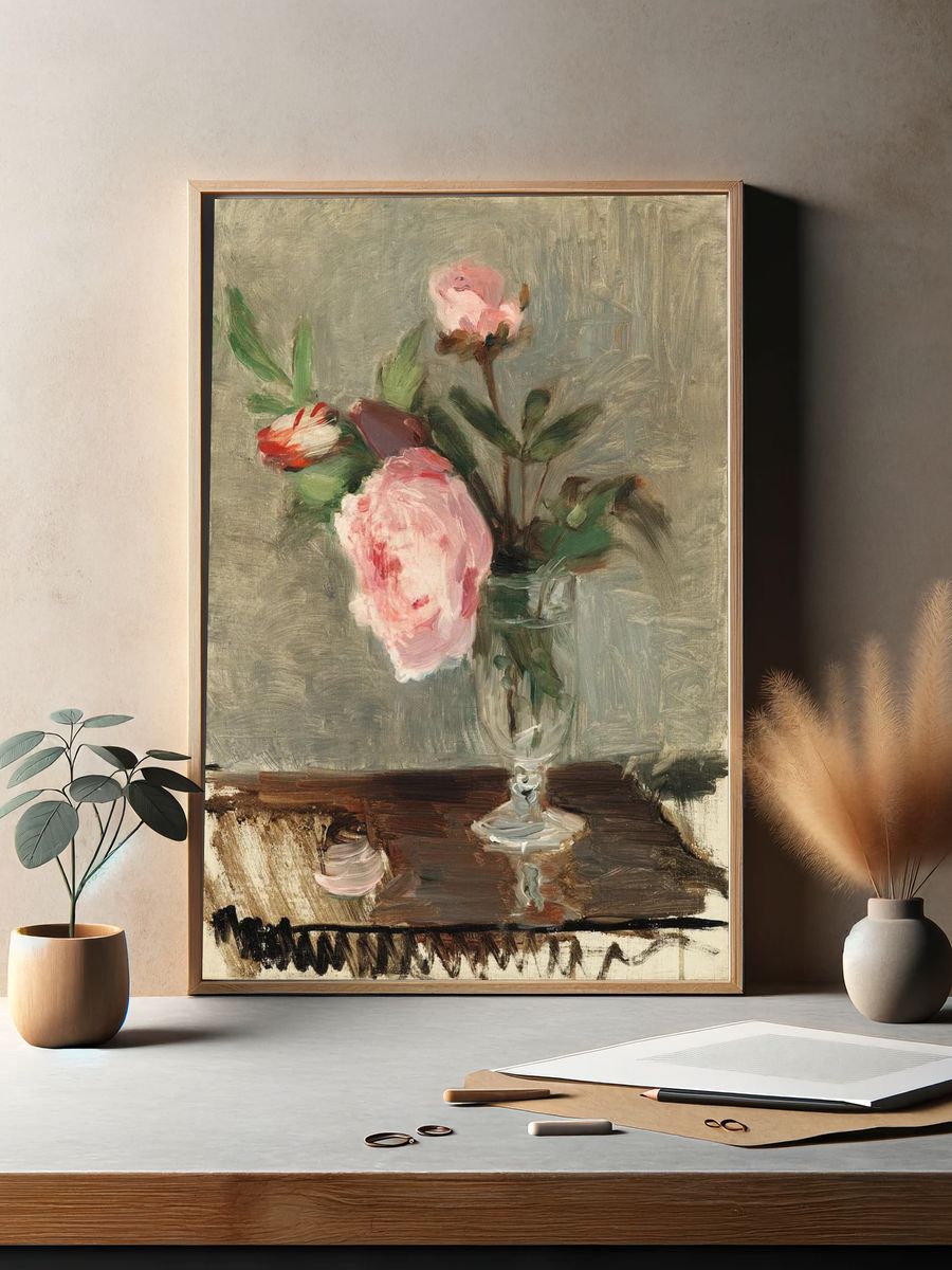 Aesthetic peonies painting. — room view 2