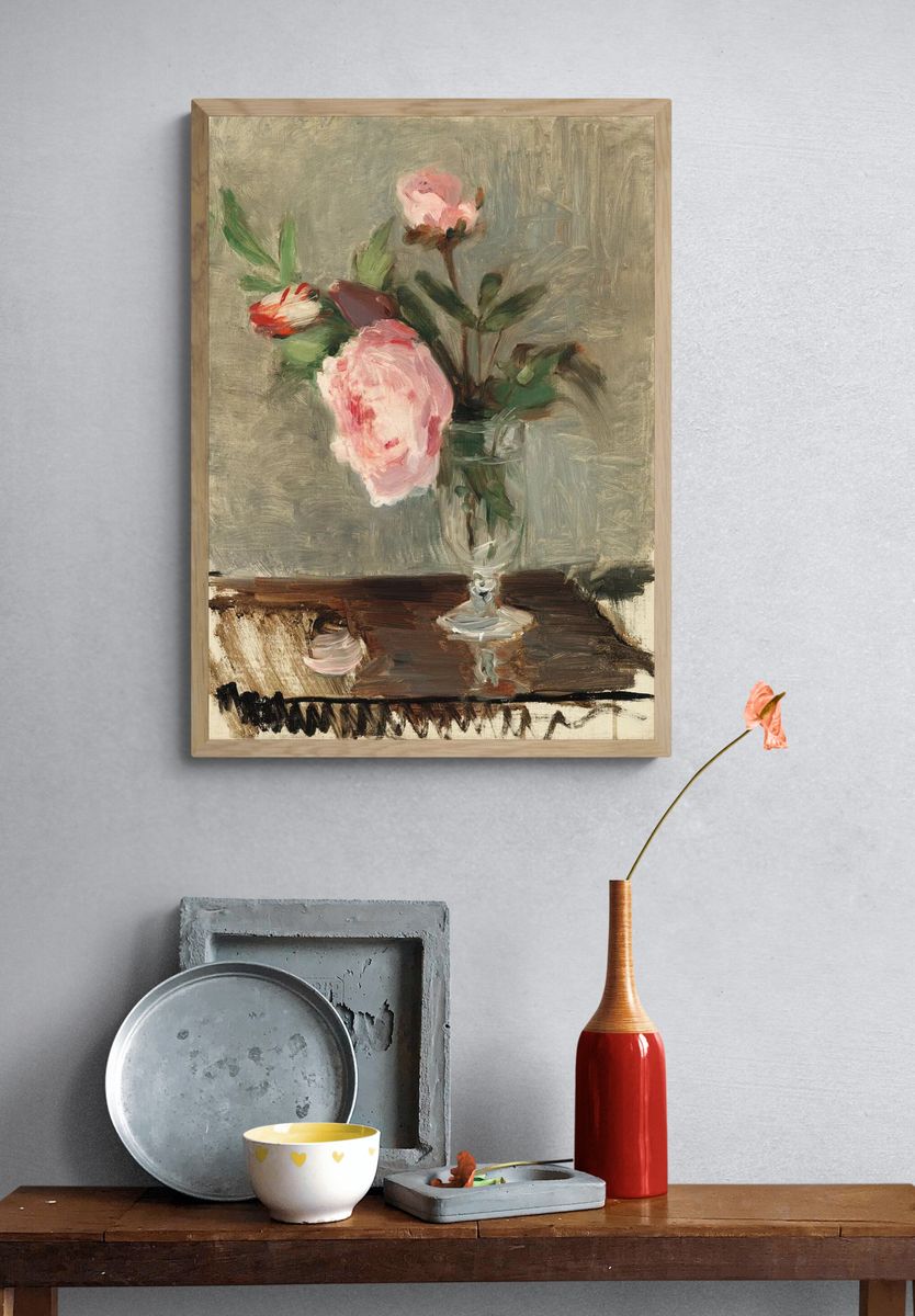Aesthetic peonies painting. — room view 3