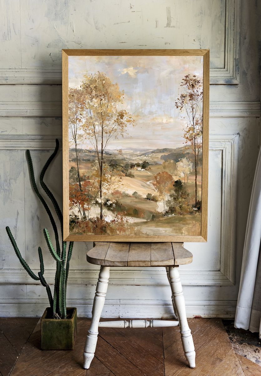 Autumn Valley Landscape Print. room preview