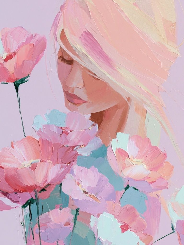 Pastel Floral Portrait Print. poster detail