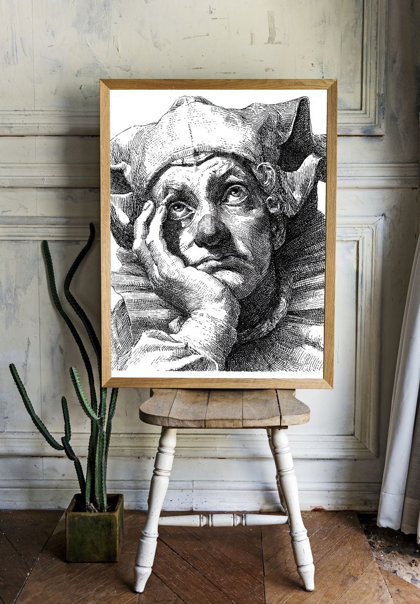 Pensive Jester — Fine Art Print. — room view 1