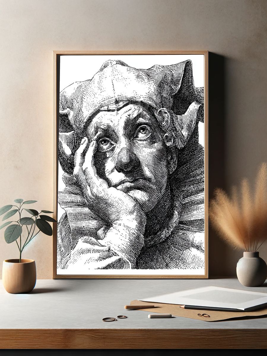 Pensive Jester — Fine Art Print. — room view 2