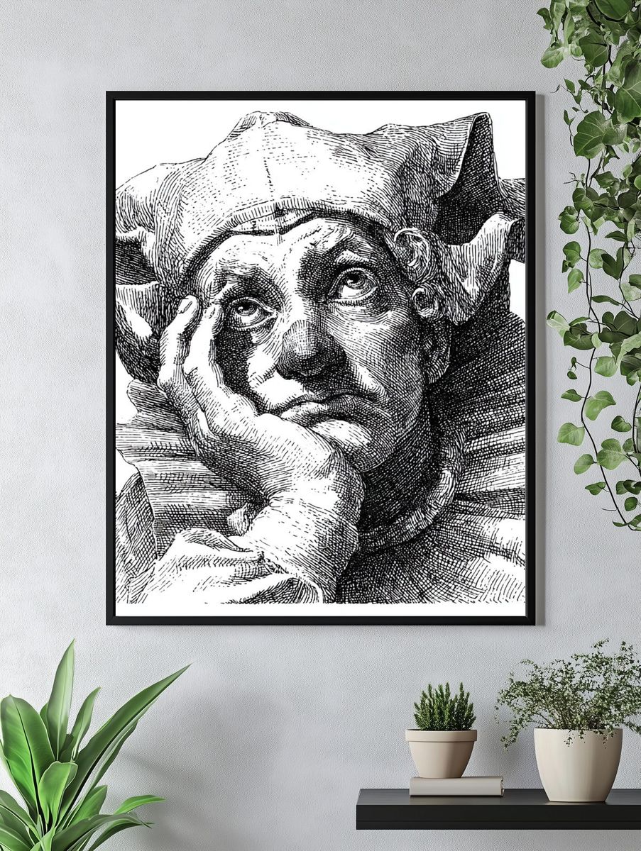 Pensive Jester — Fine Art Print. — room view 4