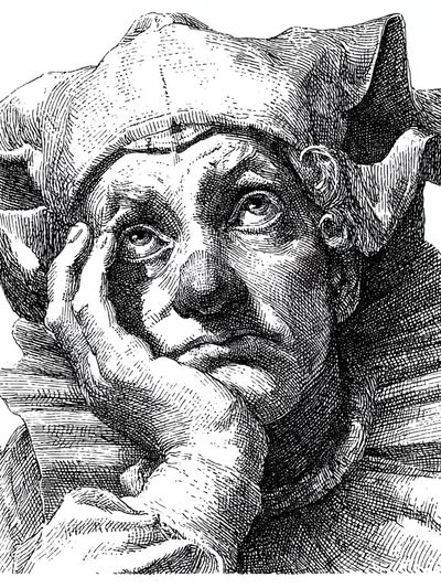 Pensive Jester — Fine Art Print. poster