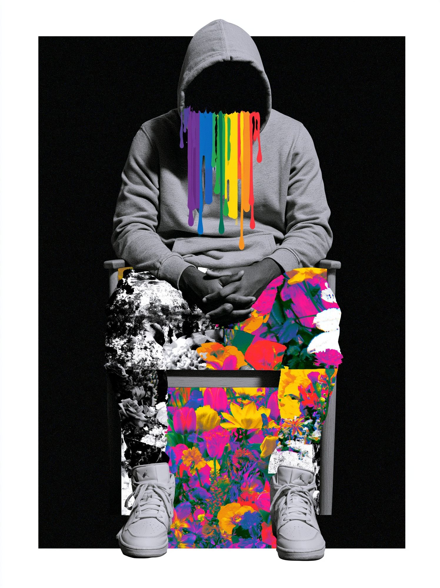 Rainbow Hooded Figure Pop-Art Poster. poster detail