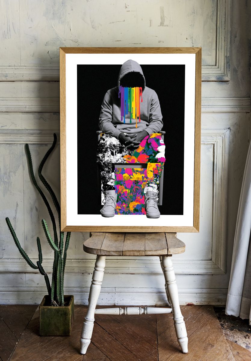 Rainbow Hooded Figure Pop-Art Poster. — room view 1