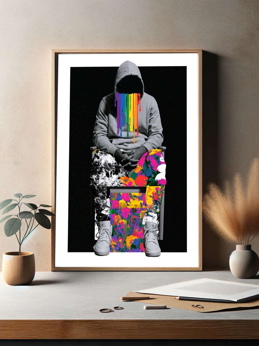 Rainbow Hooded Figure Pop-Art Poster. — room view 2