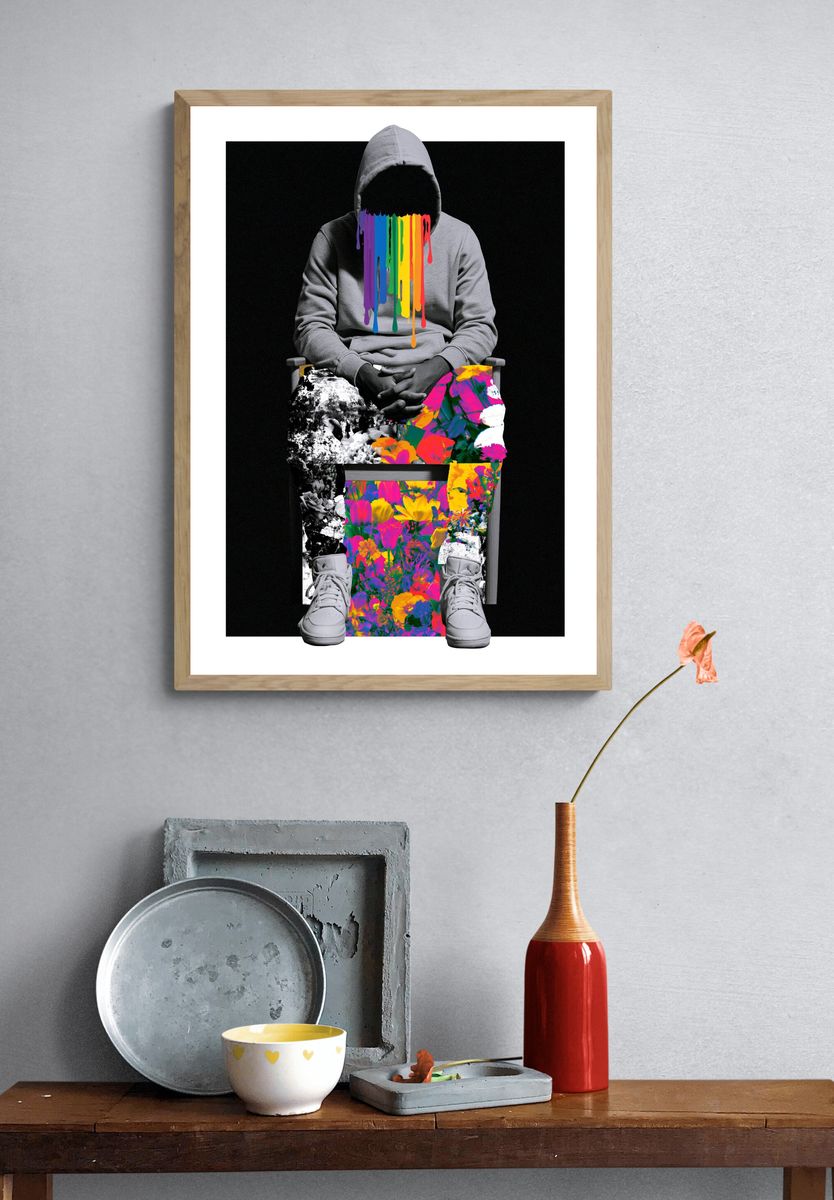 Rainbow Hooded Figure Pop-Art Poster. — room view 3
