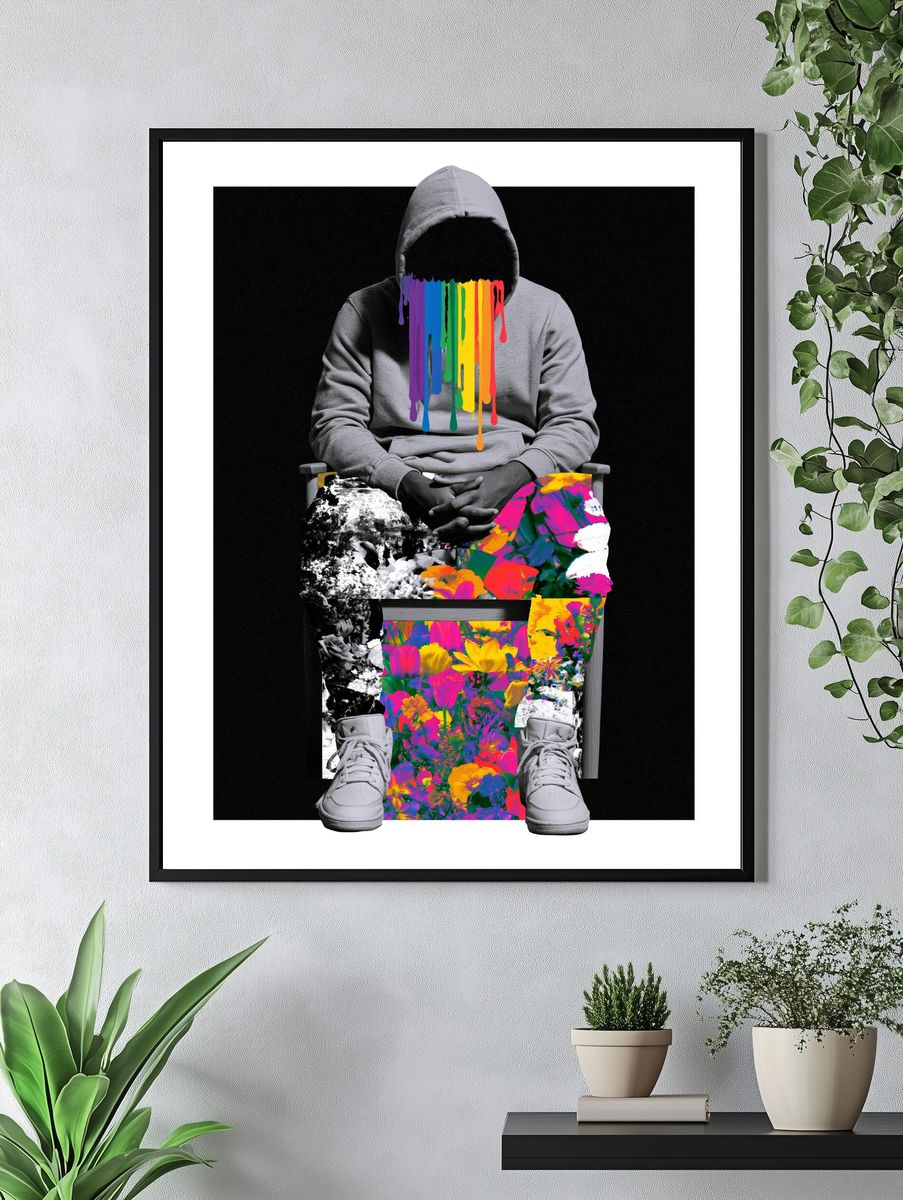 Rainbow Hooded Figure Pop-Art Poster. — room view 4
