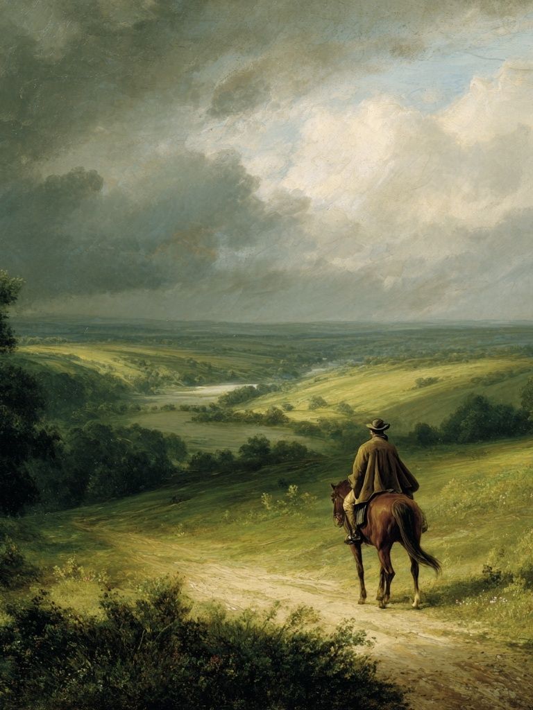 Rider Over Rolling Hills Fine-Art Poster. poster — fine-art art