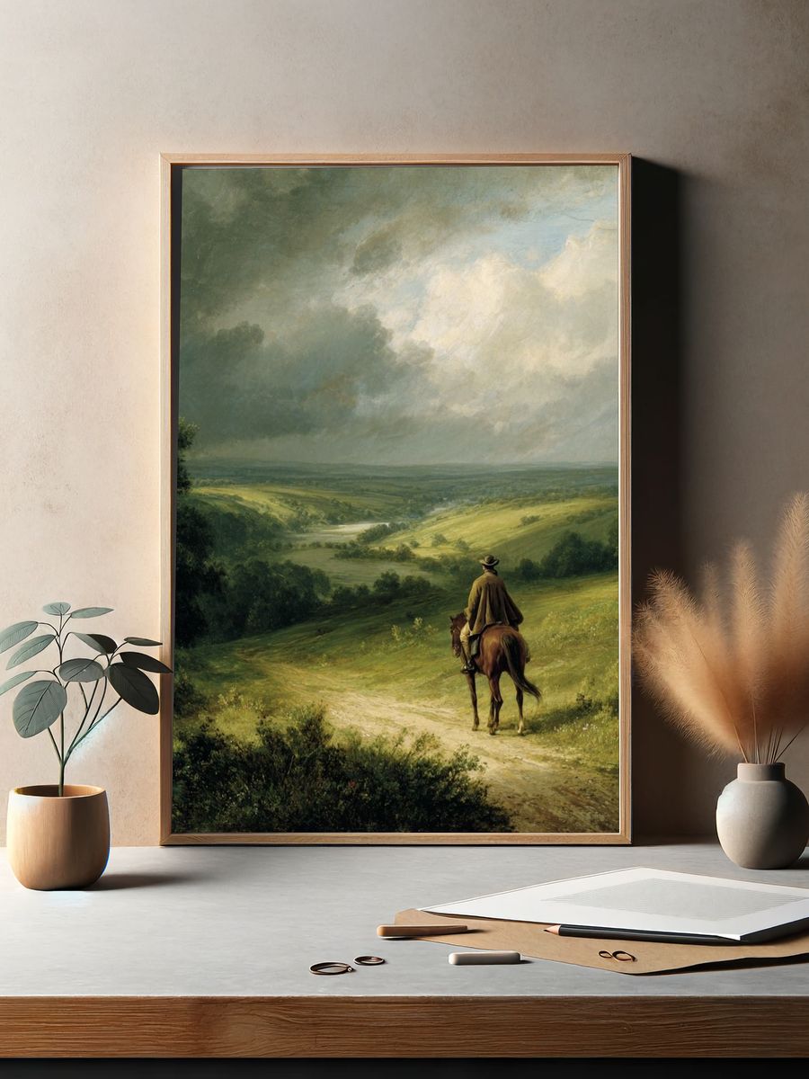 Rider Over Rolling Hills Fine-Art Poster. — room view 2