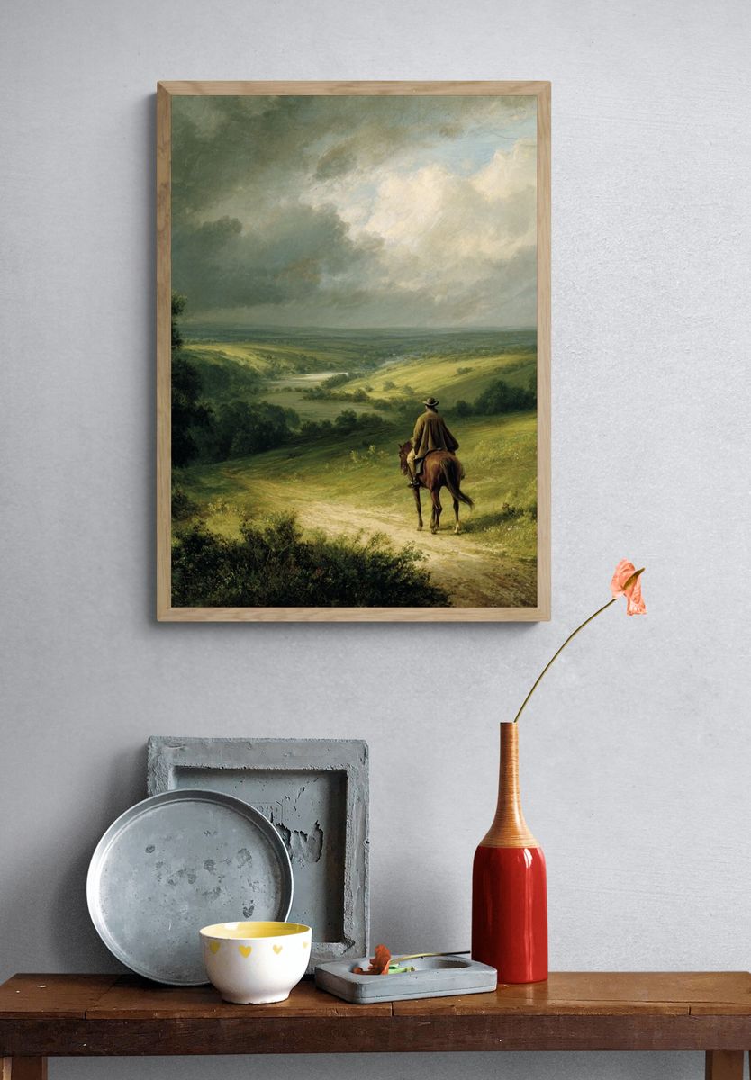 Rider Over Rolling Hills Fine-Art Poster. — room view 3