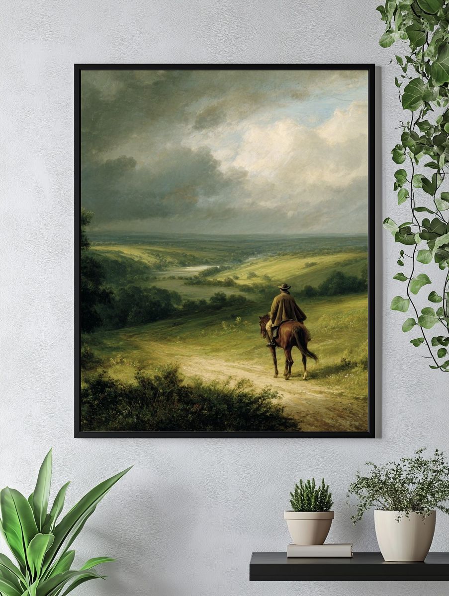 Rider Over Rolling Hills Fine-Art Poster. — room view 4
