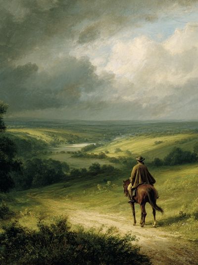Rider Over Rolling Hills Fine-Art Poster.