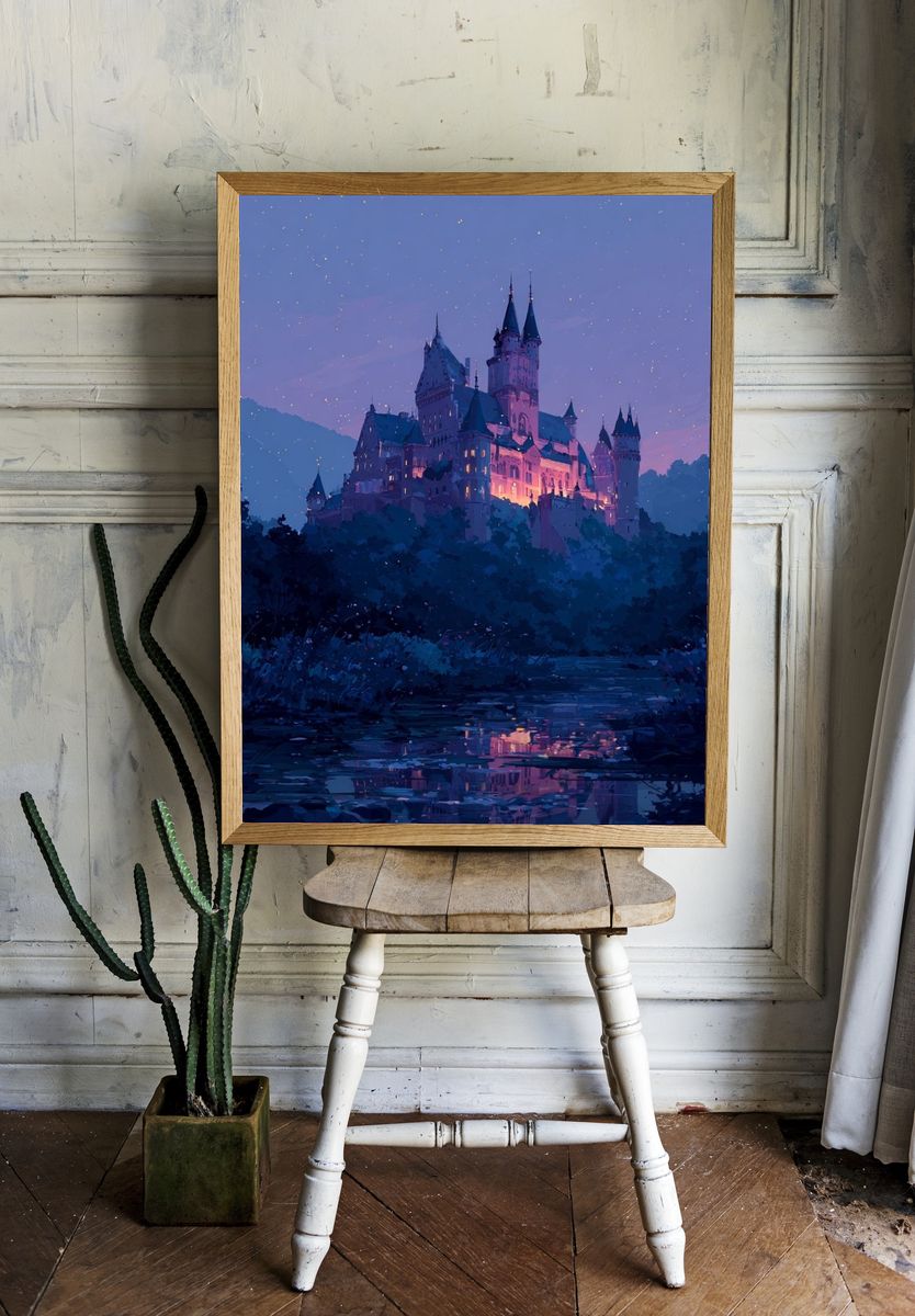 Enchanted Castle at Dusk — Fantasy Print. — room view 1